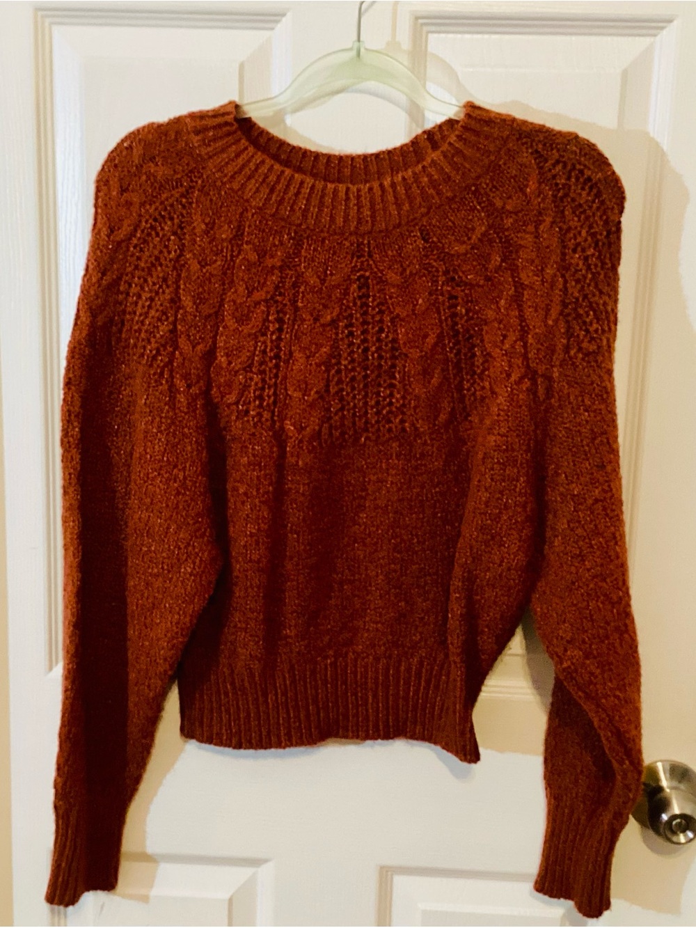 American Eagle Outfitters Rust Cable Knit Crewneck Sweater